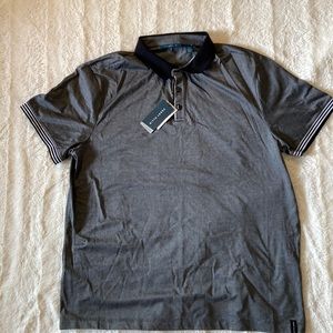 Perry Ellis, Icon Polo, XL mens, black with black & white banded accents.